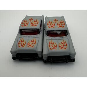 2018 Hot Wheels 50th Anniversary HW Flames 2/10 Gray 55 Chevy Loose Lot of 2